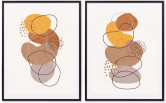 Neutral Abstract Shapes Canvas Wall Art Set of 2