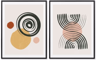 Modern Swirl Abstract Wall Art Set of 2 – Framed Paintings