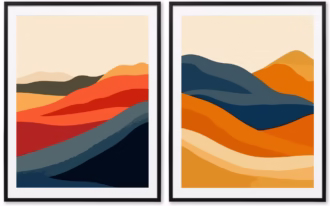 Abstract Mountain Canvas Wall Art Set of 2