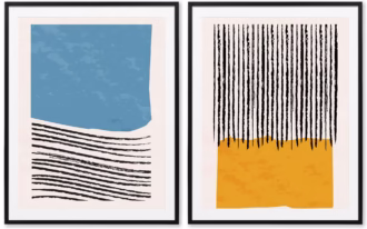 Abstract Lines & Shapes Canvas Wall Art Set of 2