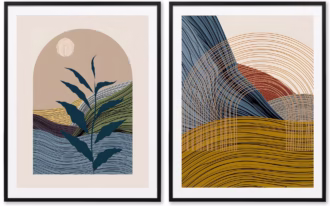 Botanical Minimalist Leaf Canvas Wall Art Set of 2