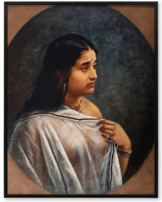 Indian Lady in Sari Wall Art, Classical Portrait Canvas