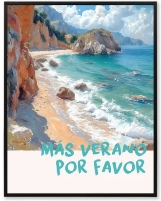 Más Verano Por Favor Beach Wall Art, Spanish Coastal Canvas