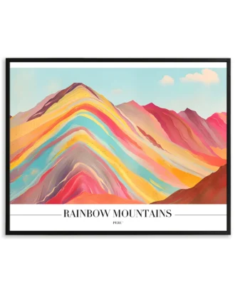 Rainbow Mountains Wall Art, Colorful Landscape Travel Canvas