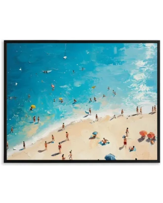 Summer Beach People Wall Art, Abstract Canvas