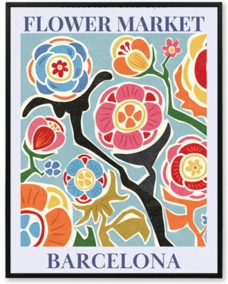 Barcelona Flower Market Wall Art, Graphic Poster