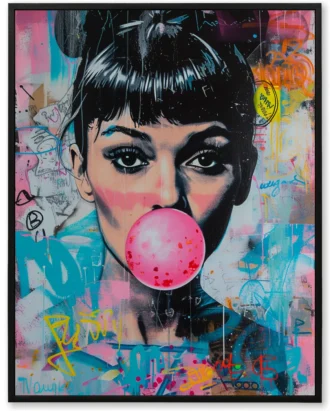 Graffiti Girl Bubblegum Wall Art, Urban Street Canvas