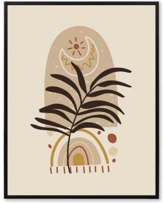 Boho Minimal Sun Rainbow Wall Art, Neutral Canvas