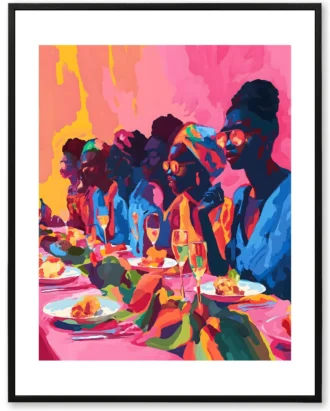 Bold Dinner Party Wall Art, Pop Art Canvas