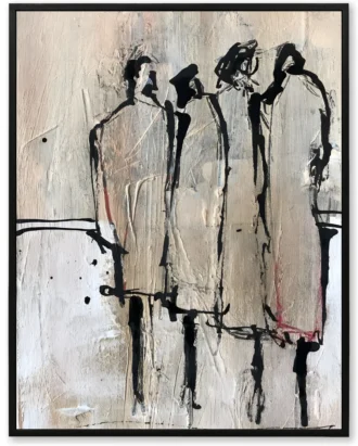 Abstract Black White Group Wall Art, Modern Canvas