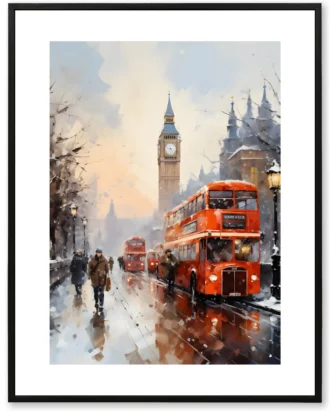 London Double-Decker Wall Art, Cityscape Canvas