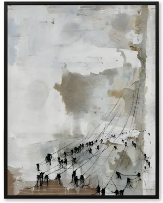 Abstract Caravan Journey Wall Art, Neutral Modern Canvas
