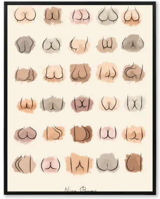 Minimalist Butts Wall Art, Body Positive Modern Canvas
