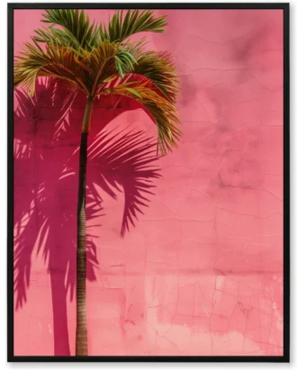 Tropical Palm Pink Wall Art – Modern Botanical Canvas