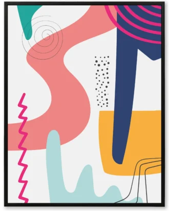 Abstract Memphis Style Wall Art, Modern Colorful Canvas