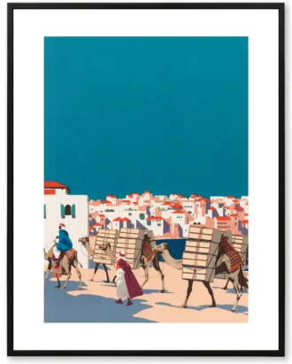 Desert Caravan Wall Art, Minimalist Travel Canvas