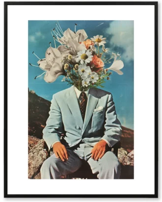 Floral Head Surreal Wall Art, Modern Portrait Canvas