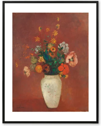 Classic Vase Floral Canvas Wall Art – Vintage Flower Painting